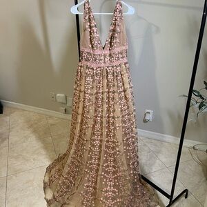 Bronx and Banco Pink Sequin Embellished Gown